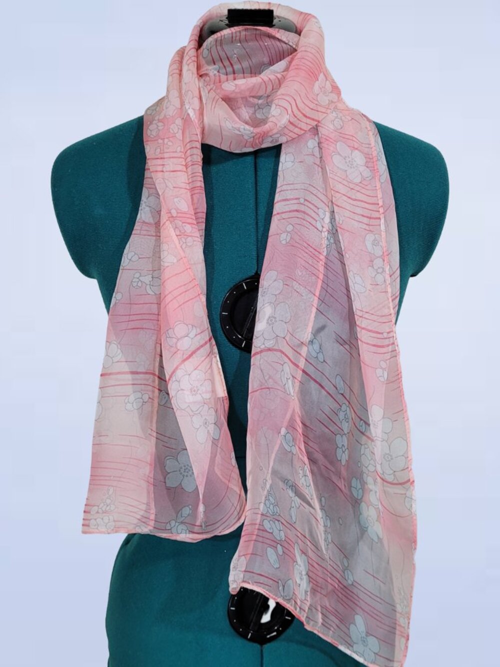 XY Designs and Diffusion Pink Floral Polyester Scarf